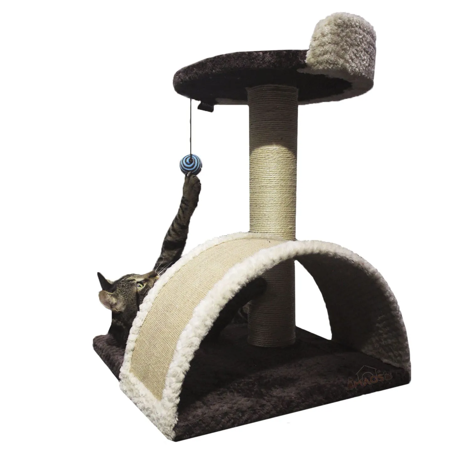 Gimnasio Rascador Para Gatos 40x40x60cm Mediano Café 3