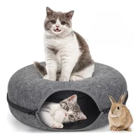 Cama Tunel para Gatos Con Cremallera Tipo Donut 58x58x28cm Gris
