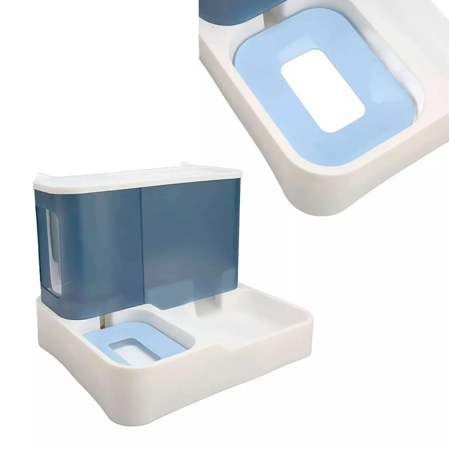 Dispensador Para Perro Dos En Uno De Comida Y Agua Azul Sube 5