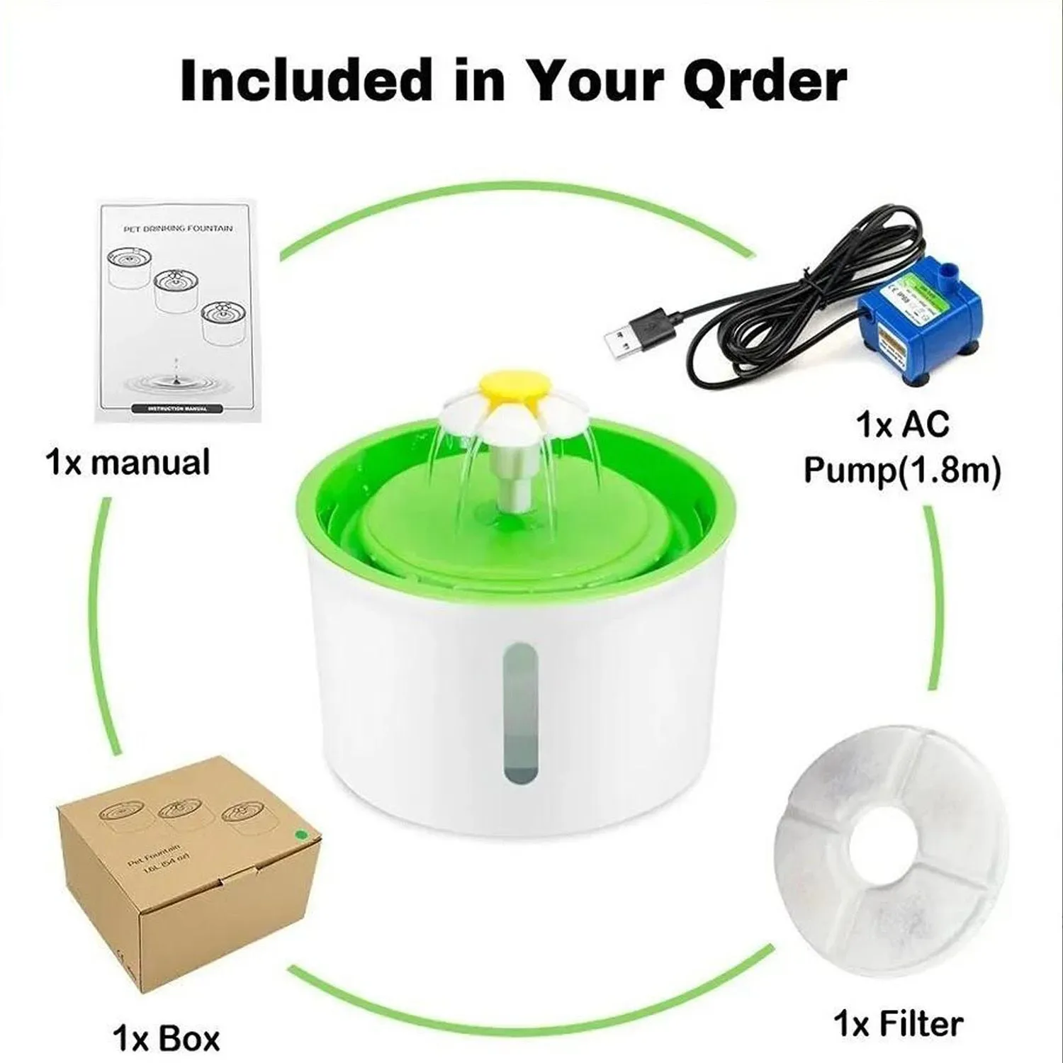 Fuente De Agua Para Perro Purificadora Con Filtro 1.6 Lt Verde 9
