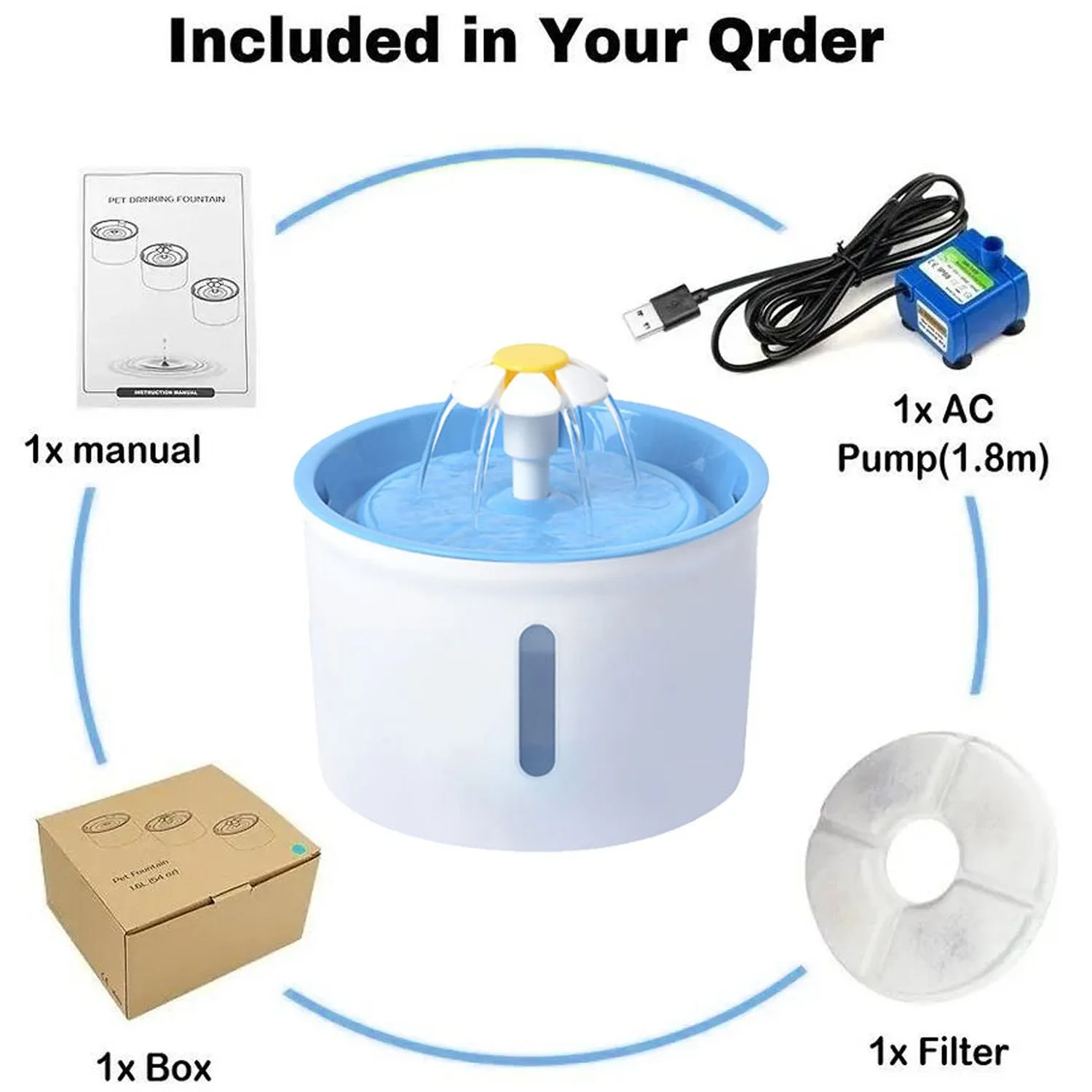 Fuente De Agua Para Perro Purificadora Con Filtro 1.6 Lt Azul 7