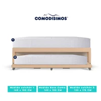 Colchón Access Sol Celia 140x190 + Base Cama Duplex Habana Café avellana Pmw 140x190 + Colchón Access Sol Celia 120x175