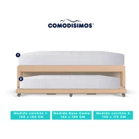 Colchón Res Access Celia 140x190 + Base Cama Duplex Habana Café avellana Pmw 140x190+ Colchón Res Access Celia 120x175