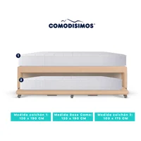 Colchón Res Access Celia 120x190 + Base Cama Duplex Habana Café avellana Pmw 120x190 + Colchón Res Access Celia 100x175