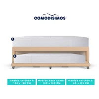 Colchón Access Sol Celia 100x190+ Base Cama Duplex Habana Café avellana Pmw 100x190 + Colchón Res Access Celia 80x175