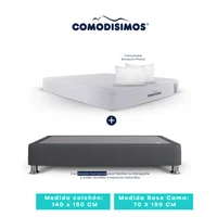 Colchón Access Sol Celia 140x190 + 2 Base Cama 70x190 Gris Plomo + 8 Patas Acero 14 Cms + 2 Almohadas