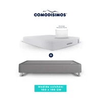 Colchón Access Sol celia 100x190 + 1 Base Cama 100x190 Gris Claro + 4 Patas Acero 14 Cms + 1 Almohada