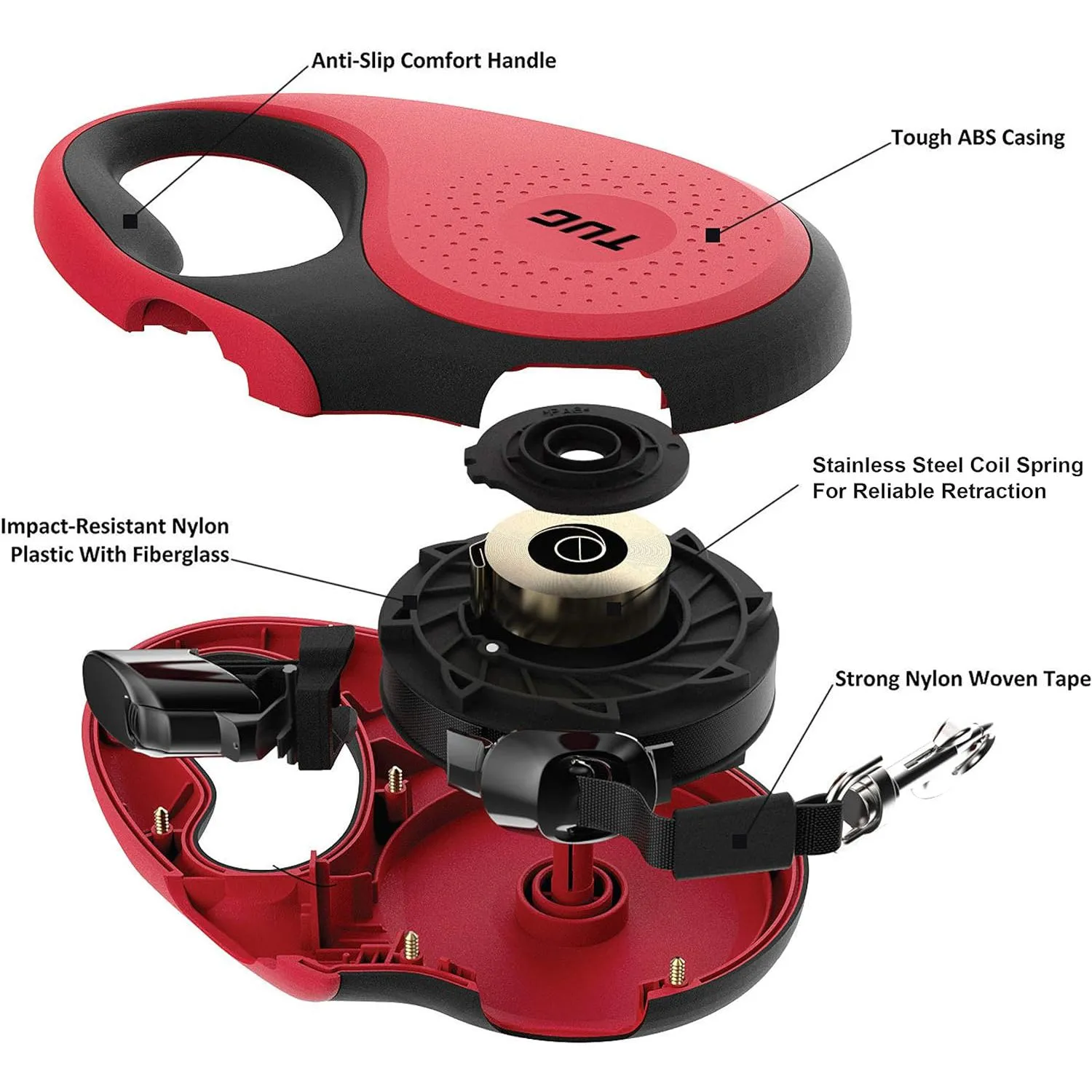 Correa Para Perro  Retráctil 360º Rojo T007-m 3