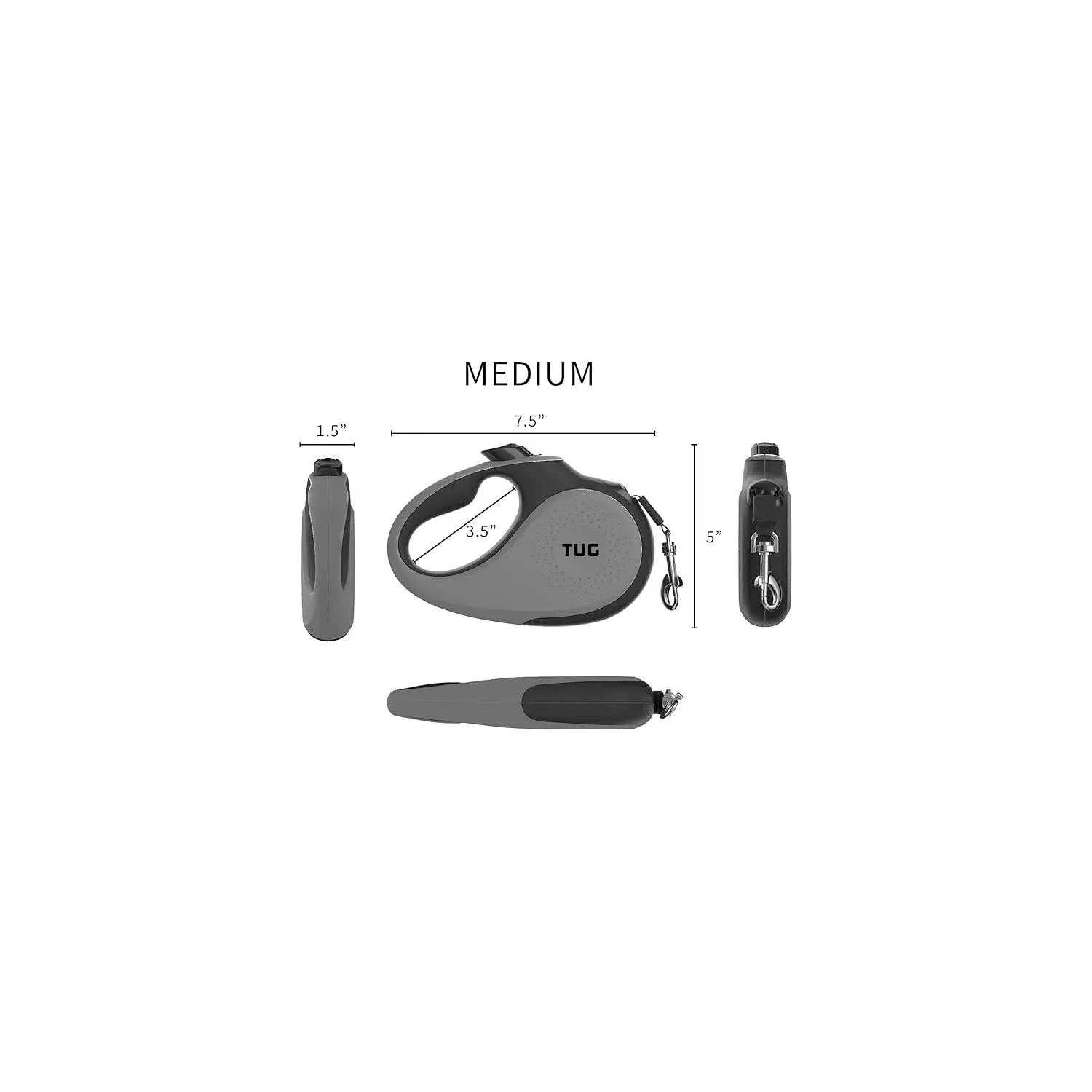 Correa Para Perro  Retráctil de 360°. Gris-negr 3