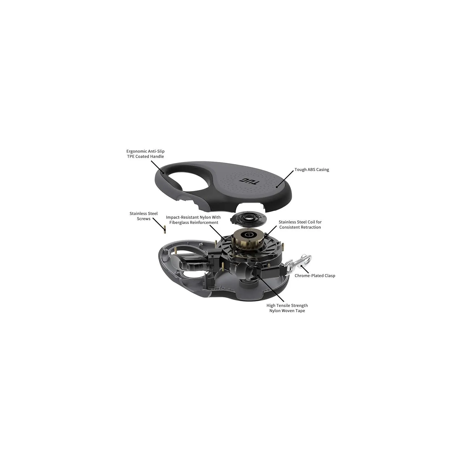 Correa Para Perro  Retráctil de 360°. Gris-negr 6
