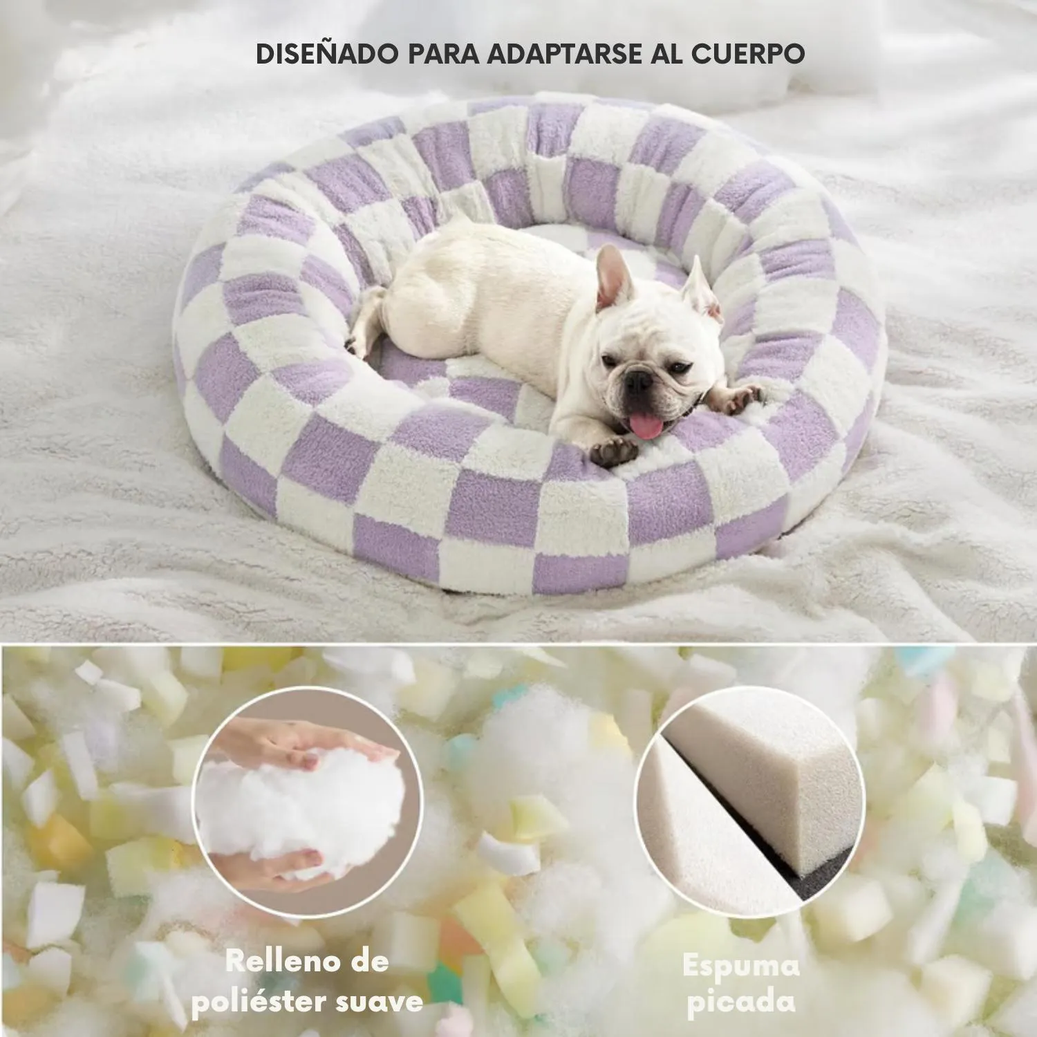 Cama para Perros Pequeños Redondas Con Felpa Lanuda 3
