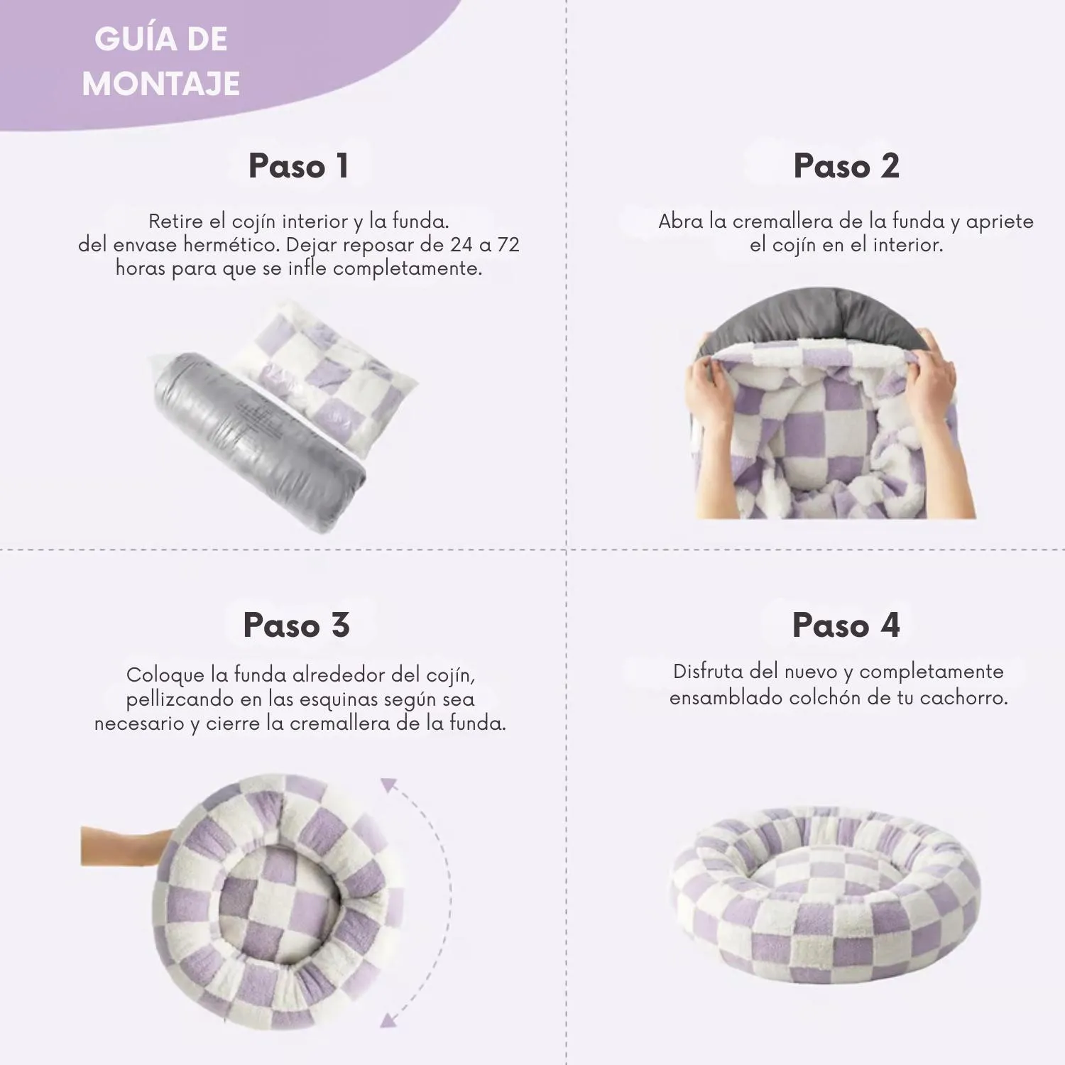 Cama para Perros Pequeños Redondas Con Felpa Lanuda 4