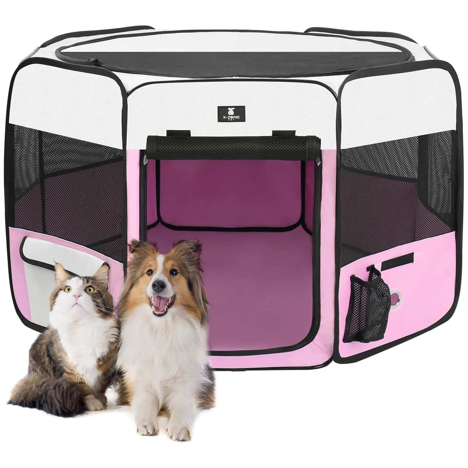 Jaula Para Mascotas Portatil 74x74x41cm Mediano Rosa