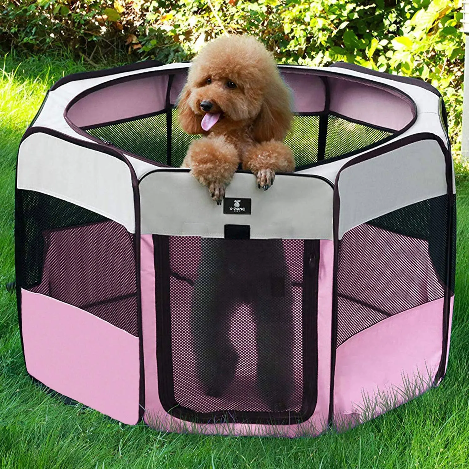 Jaula Para Mascotas Portatil 74x74x41cm Mediano Rosa 5