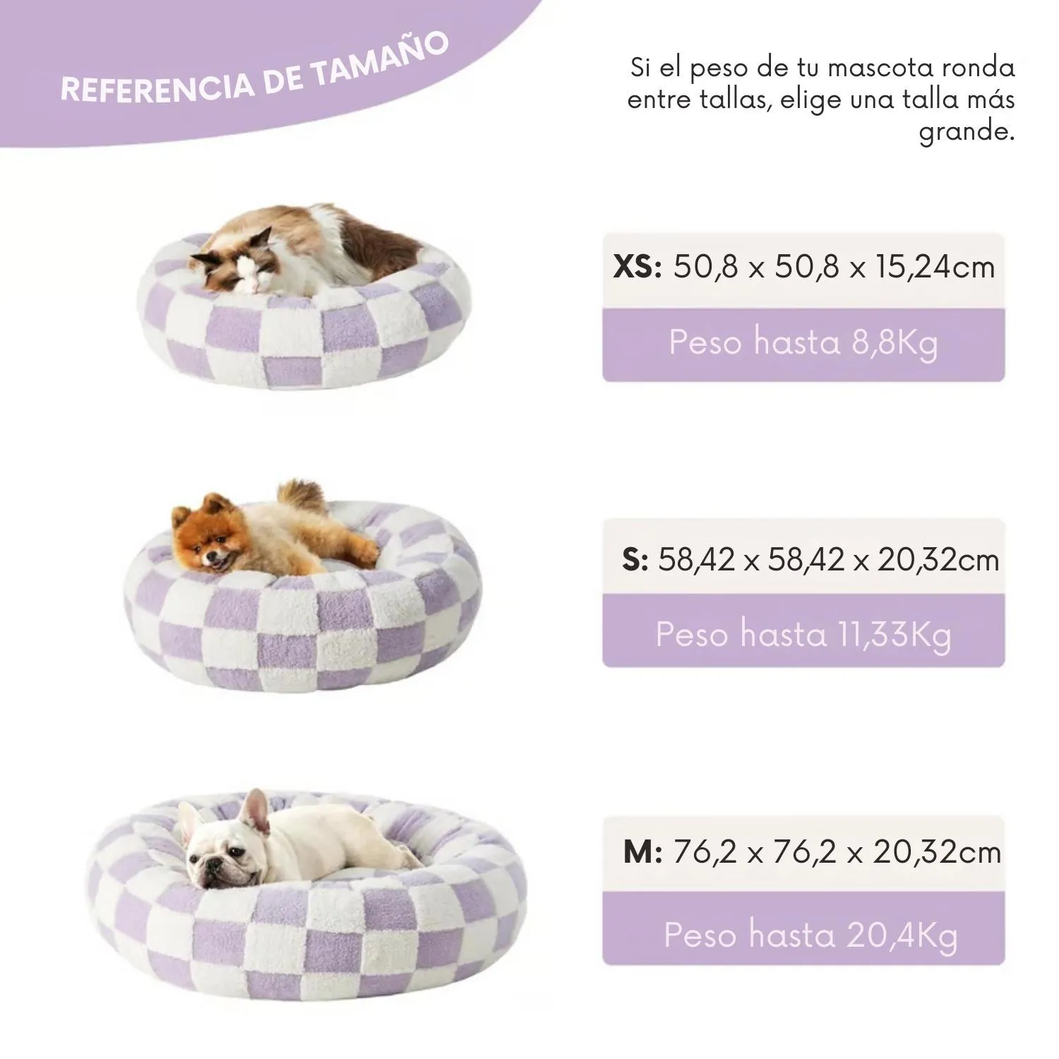 Cama para Perros Pequeños Redondas Con Felpa L