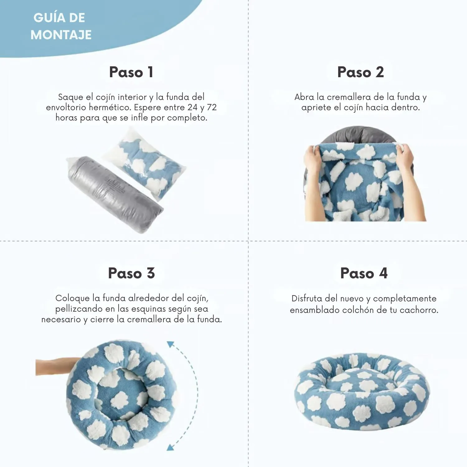 Cama para Perros Pequeños Antideslizante Azul 4