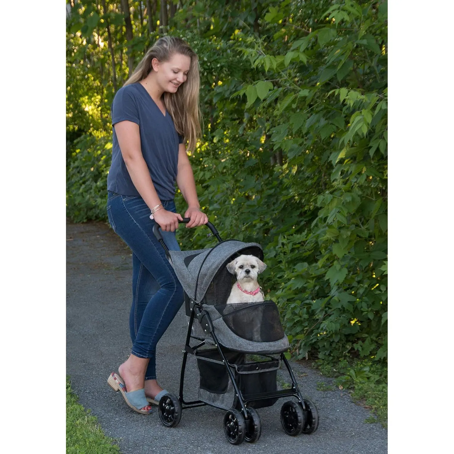 Coche Para Mascotas 66x43x93cm Mediano Gris 3