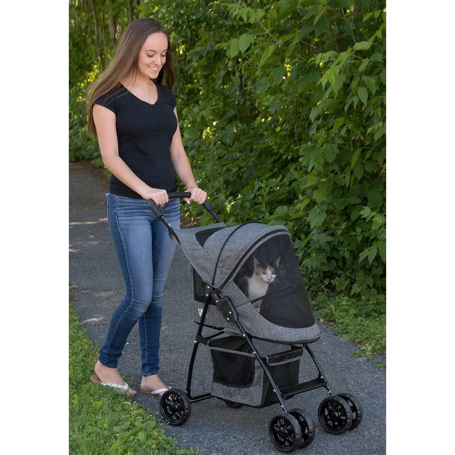 Coche Para Mascotas 66x43x93cm Mediano Gris 4
