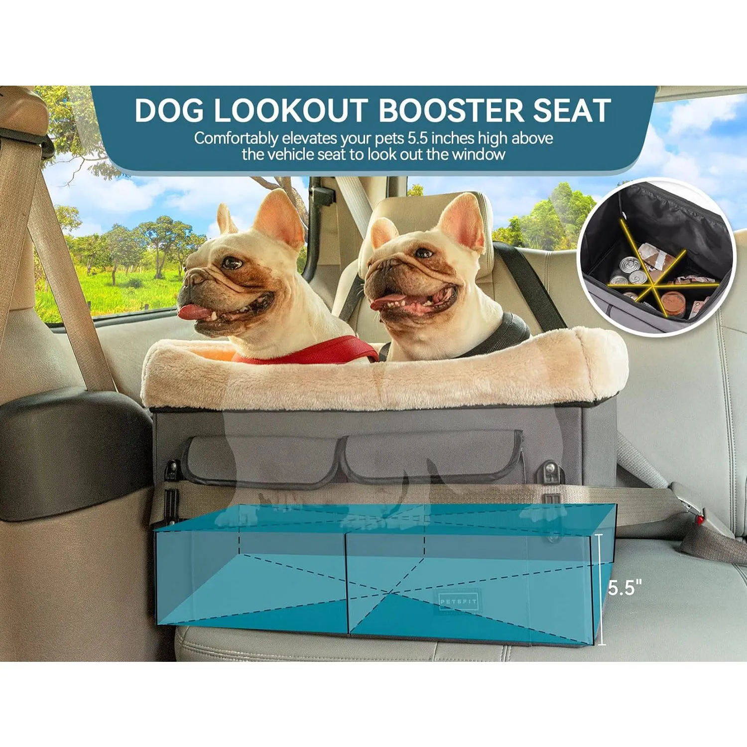 Asiento Para Perros 59x39x37cm Mediano Gris 3