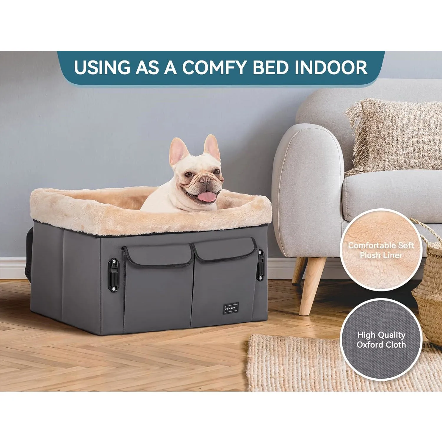 Asiento Para Perros 59x39x37cm Mediano Gris 9