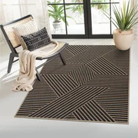 Alfombra Moderna Geométrica Color Negro de 0.91x1.52 m Lahome