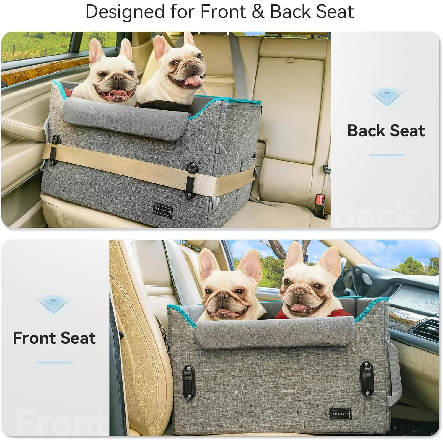 Asiento Para Perros 62x44x34cm Mediano Gris