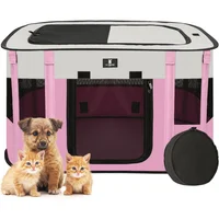 Corralito Para Perros Plegable 72x59x55cm Mediano Rosa