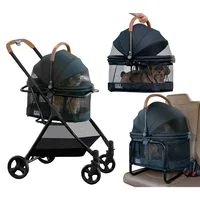 Coche 3 EN 1 Mascotas 67x51x100cm Mediano Negro