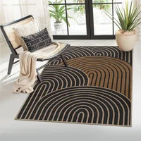 Alfombra Moderna de Yute Color Negro Arcoíris de 0.91 x 1.52 m Lahome