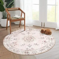 Alfombra Redonda Color Rosado Lavable de 1.22 m Lahome