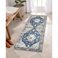 Alfombra de Pasillo Bohemia Color Azul Lavable de 61x1.52 m Lahome