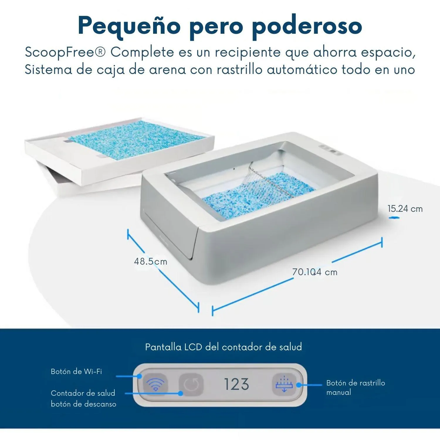 Caja De Arena Para Gatos 70x48x15cm Mediano Gris