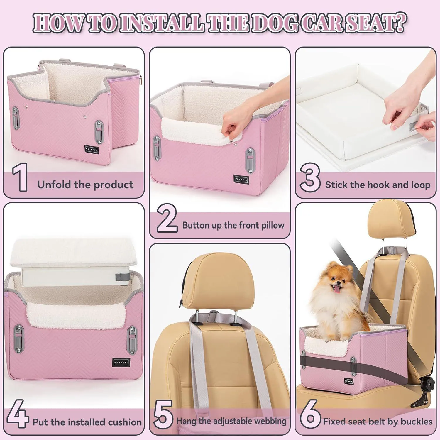 Asiento Para Perros 42x34x29cm PequeñoRosado 6