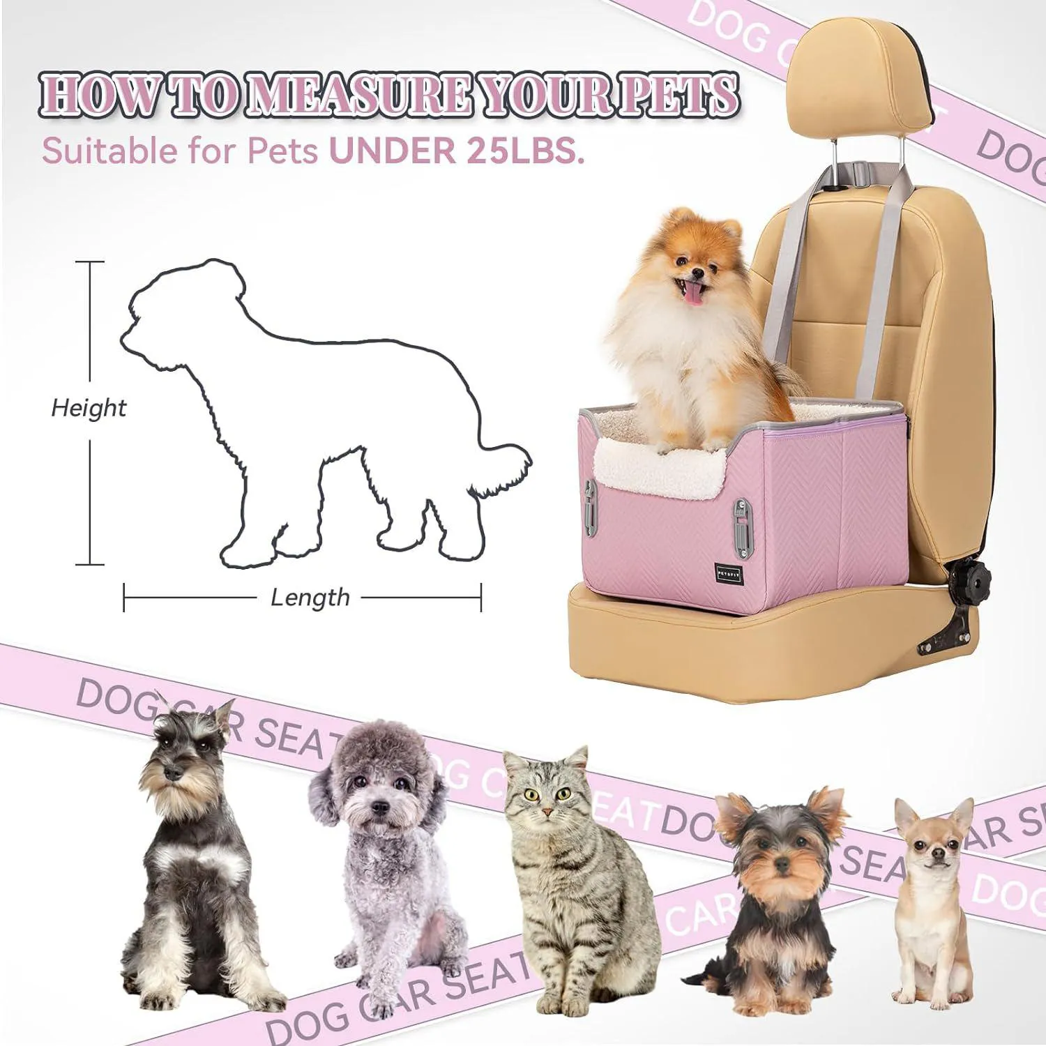 Asiento Para Perros 42x34x29cm PequeñoRosado 7