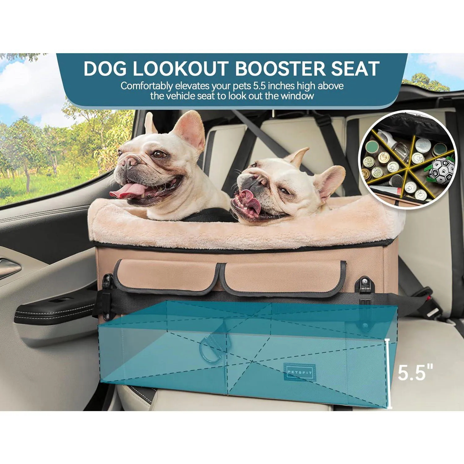 Asiento Para Perros 59x39x37cm Mediano Beige 3