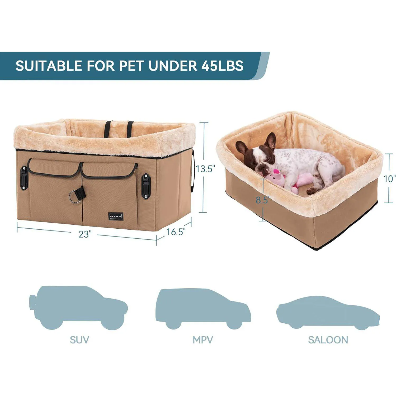 Asiento Para Perros 59x39x37cm Mediano Beige 4