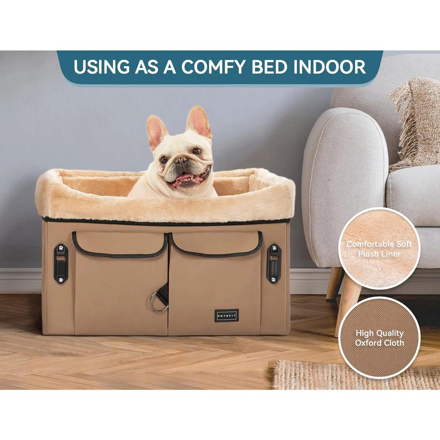 Asiento Para Perros 59x39x37cm Mediano Beige 9