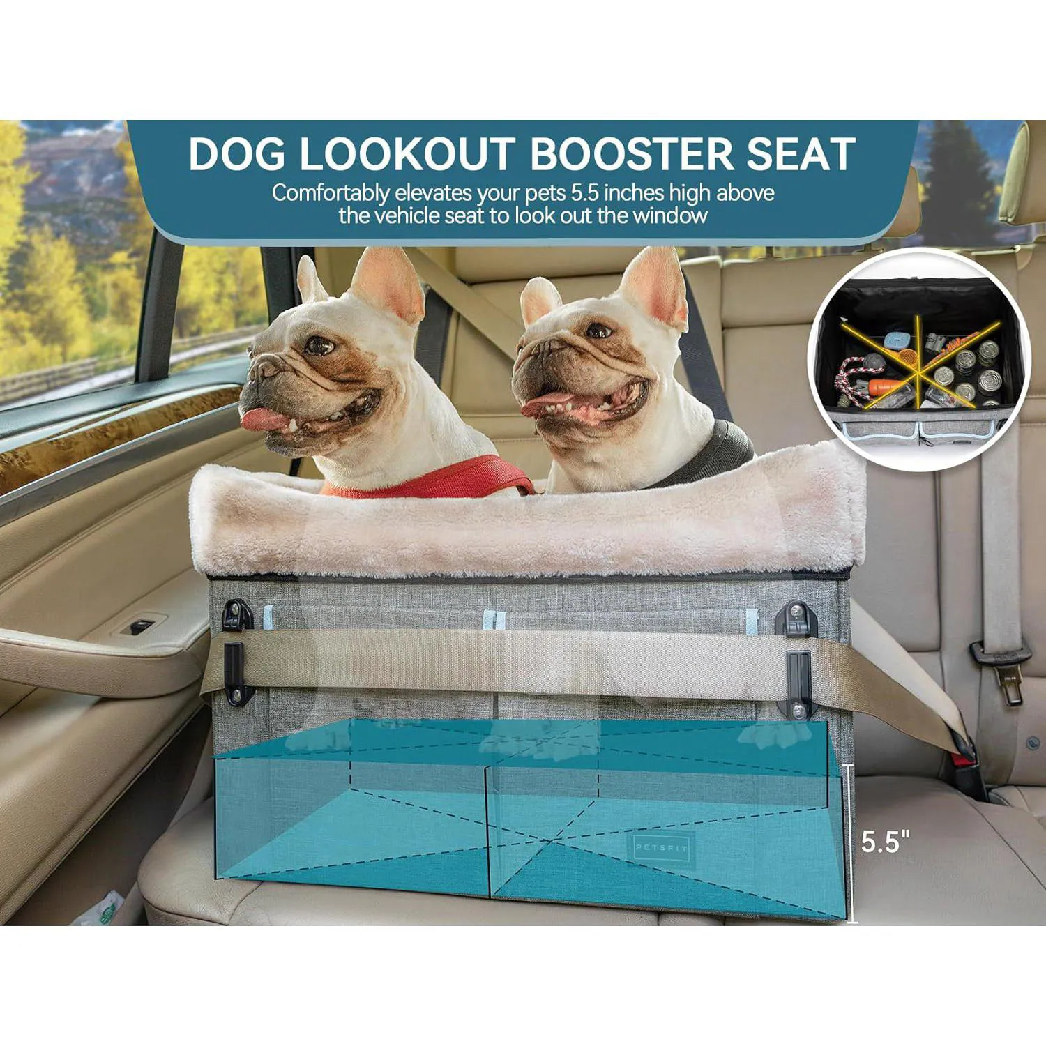 Asiento Para Perros 59x44x34cm Mediano Gris 3