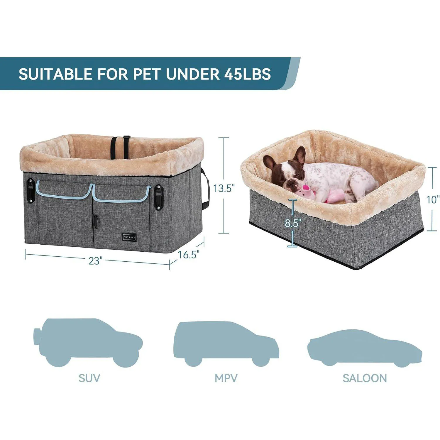 Asiento Para Perros 59x44x34cm Mediano Gris 4