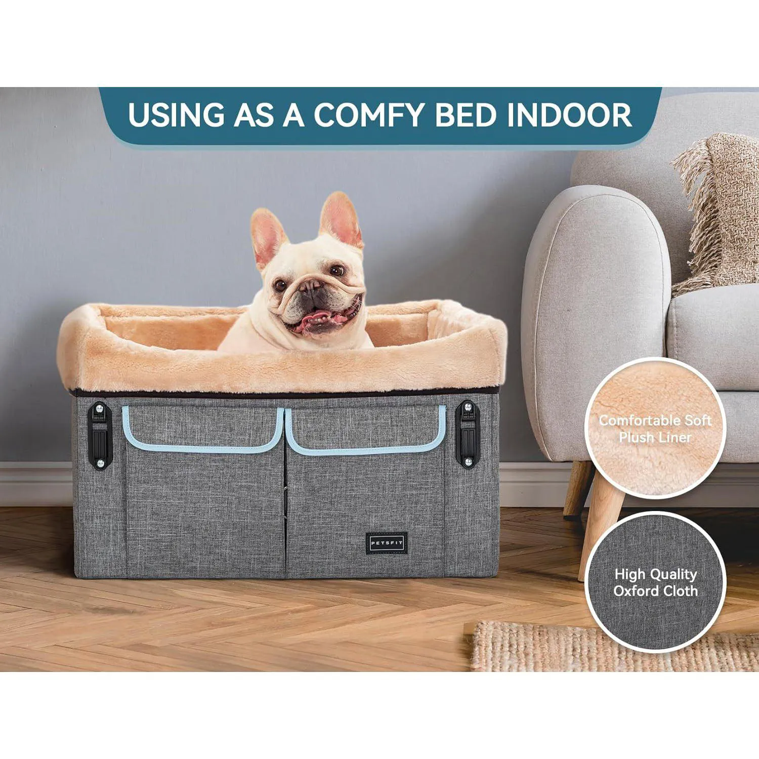 Asiento Para Perros 59x44x34cm Mediano Gris 9