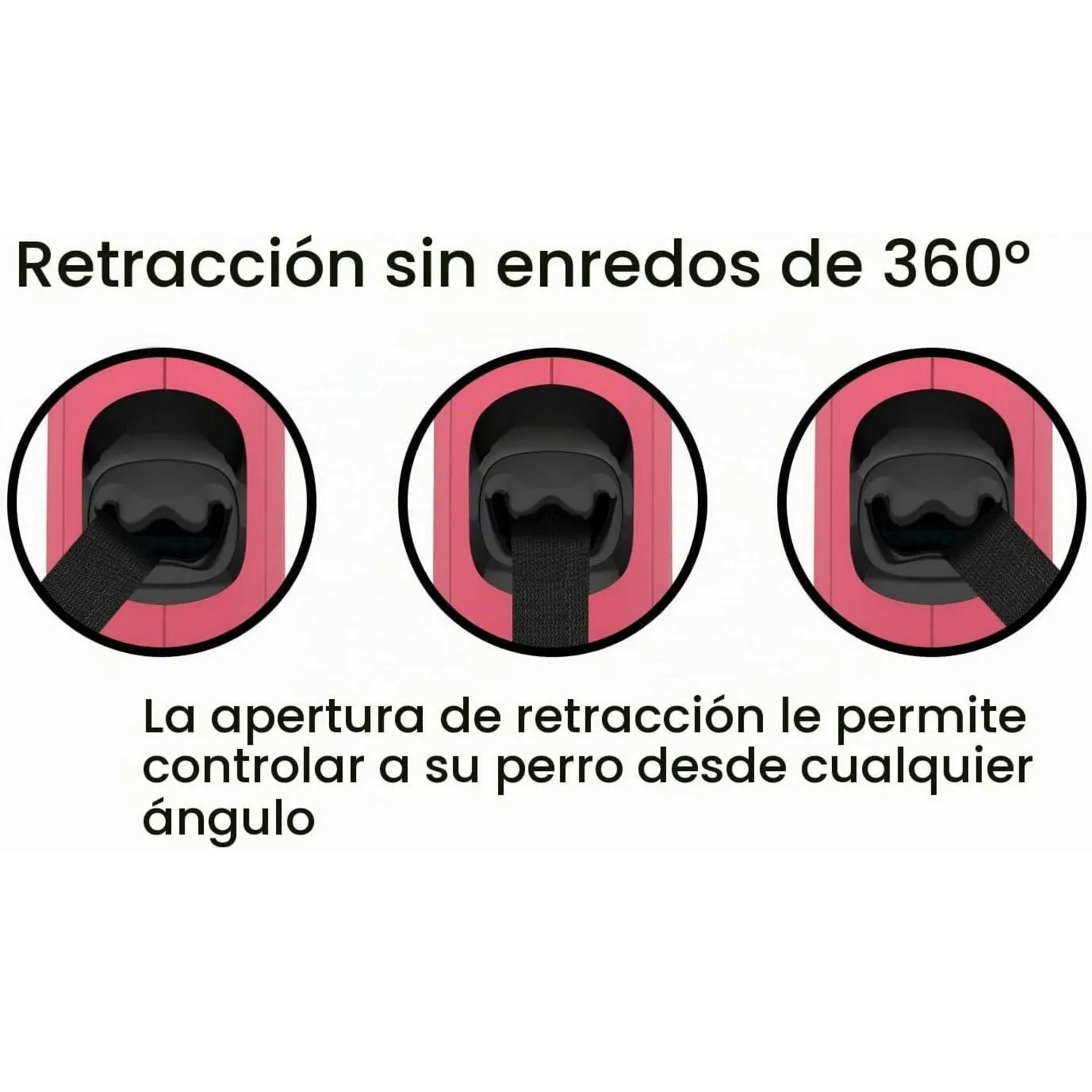 Correa Para Perro  Retráctil Monocromática de 360°. Rosa T