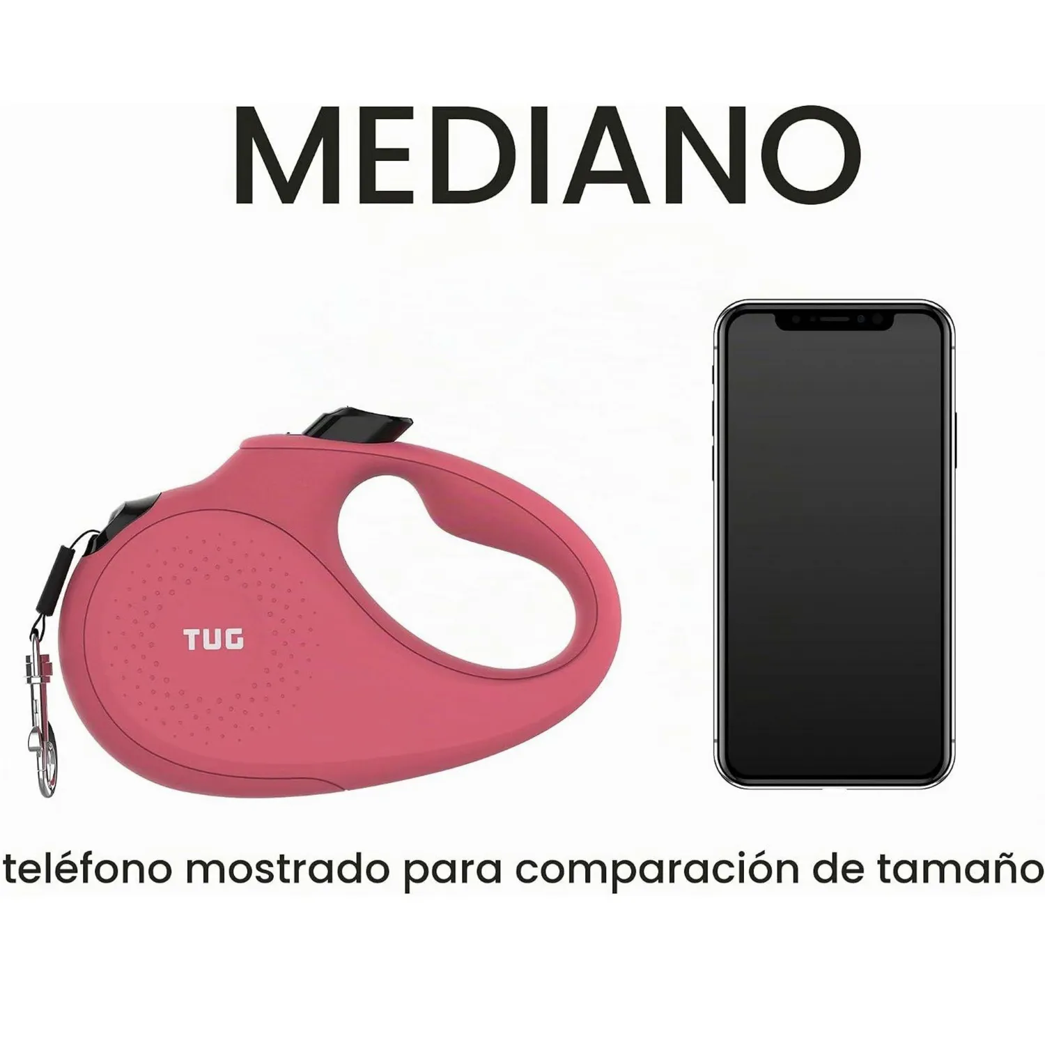 Correa Para Perro  Retráctil Monocromática de 360°. Rosa T 5
