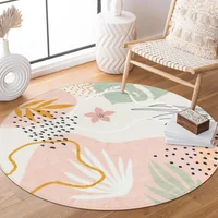 Alfombra Redonde Estilo Bohemio Color Rosado de 1.22 m de Diametro Lahome