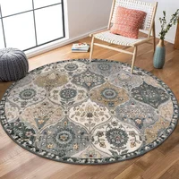 Alfombra Redonda Marroquí Vintages Color Gris de 0.91 m de Diámetro Lahome