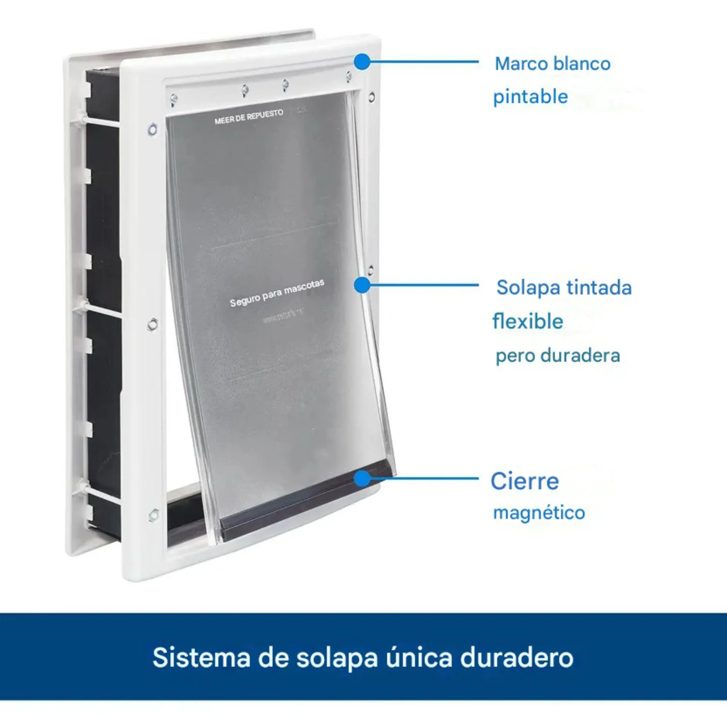 Puerta para Mascotas PetSafe de Plástico con Solapa Suave Grande Blanca