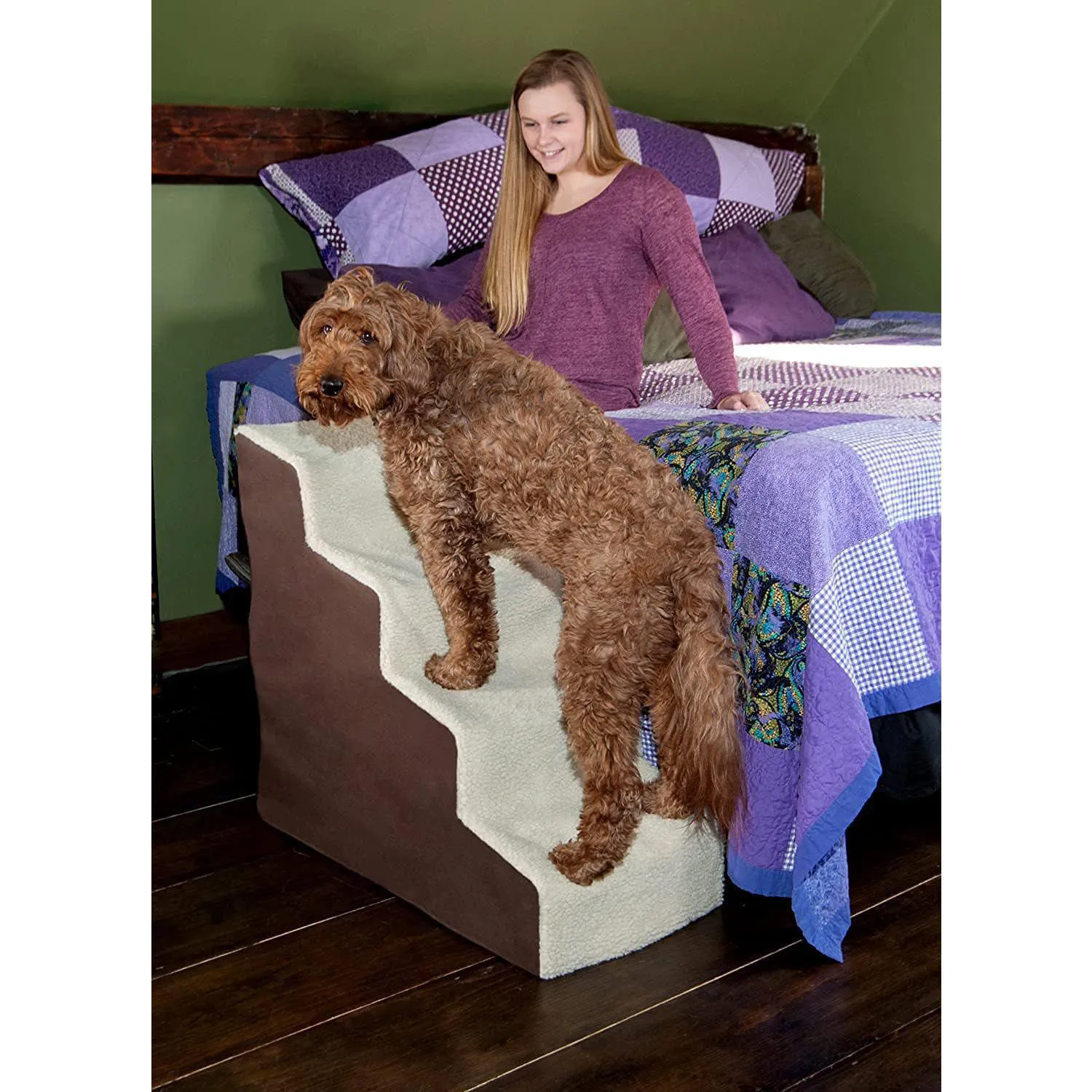 Escalera para Mascotas de 4 Escalones Color Café Pet Gear