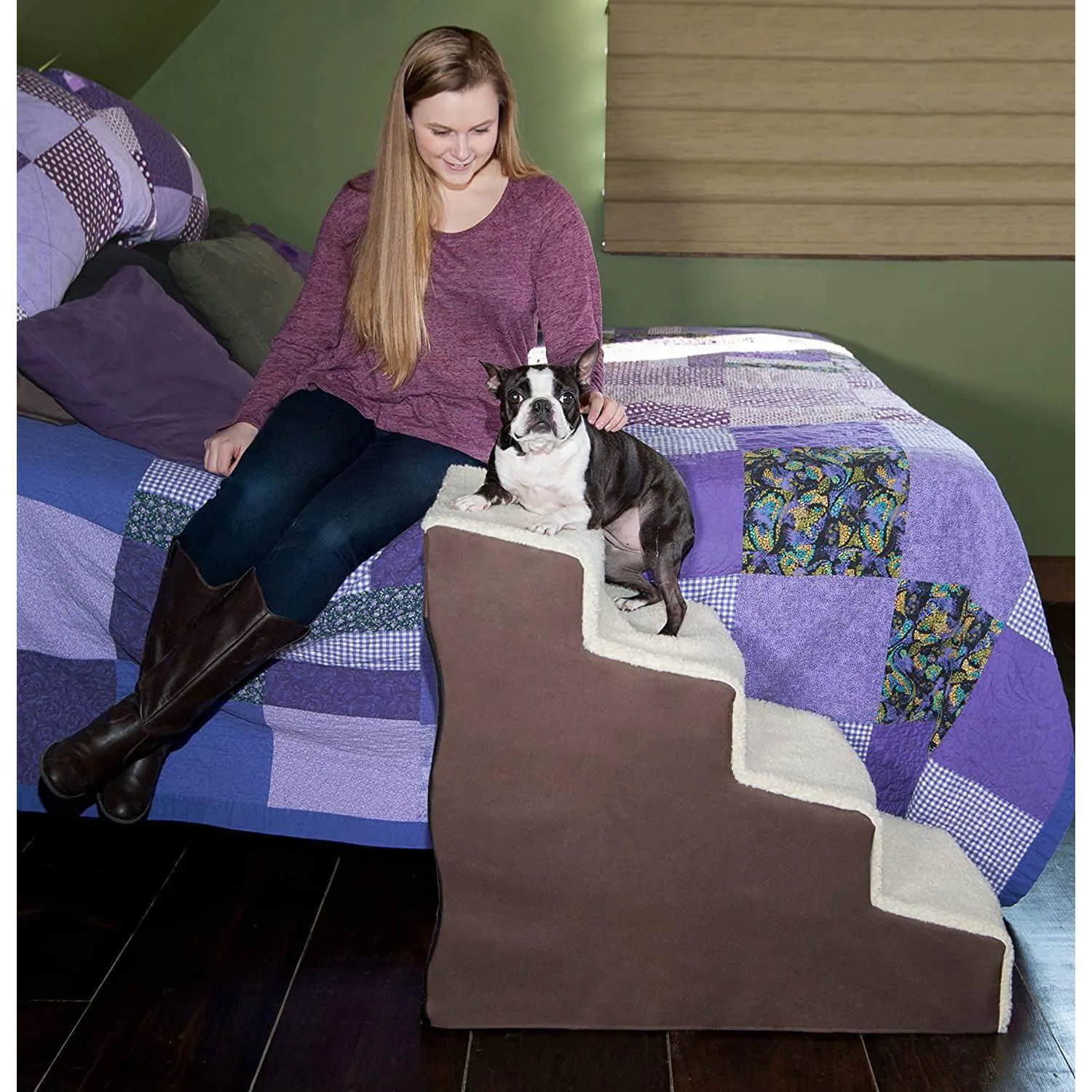 Escalera para Mascotas de 4 Escalones Color Café Pet Gear 3