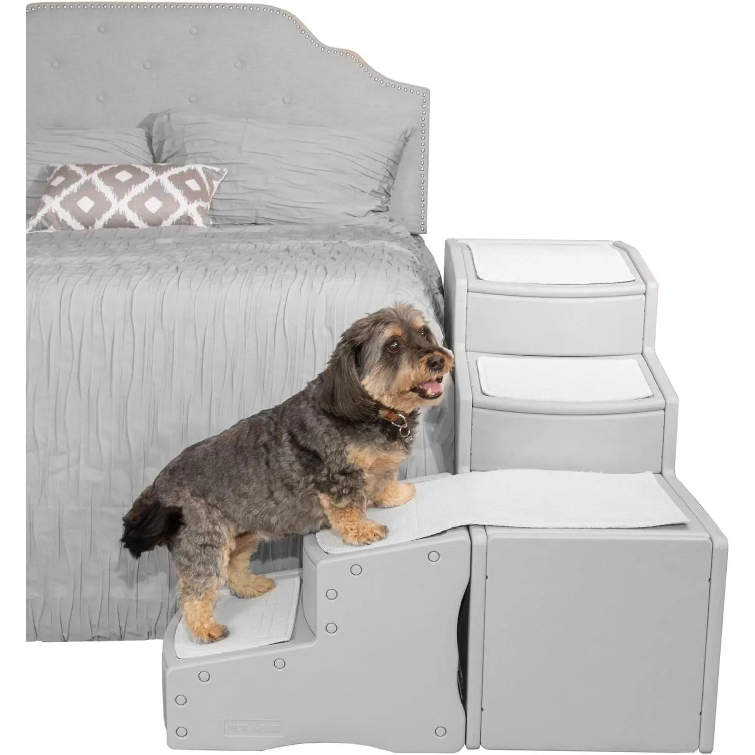 Escalera con Peldaños Lavables para Mascotas Color Gris Marca Pet Gear