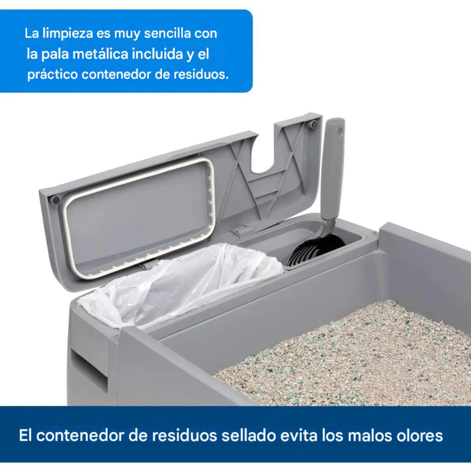 Arenero para Gatos Grande PetSafe con Compartimento Higiénico y Tapa Antiolores 4