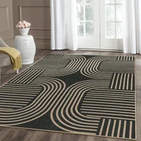 Alfombra Moderna de Yute Color Negro de 1.52x2.13 m Lahome